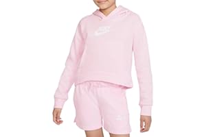 Nike Girl's Sportswear Club Fleece Hoodie (Little Kids/Big Kids) Pink Foam/White L (14-16 Big Kid)