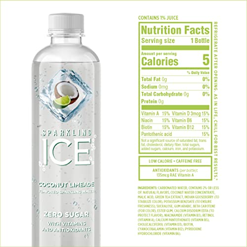 Sparkling Ice, Coconut Limeade Sparkling Water, Zero Sugar Flavored