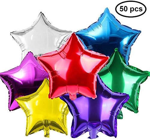 RUMOCOVO® 18 Inch 50Pcs Star Inflatable Helium Balloons, Foil Balloons For Birthday Graduation Party Wedding Decorations Foil Balloons Christmas Supplies Gifts (Five Color)