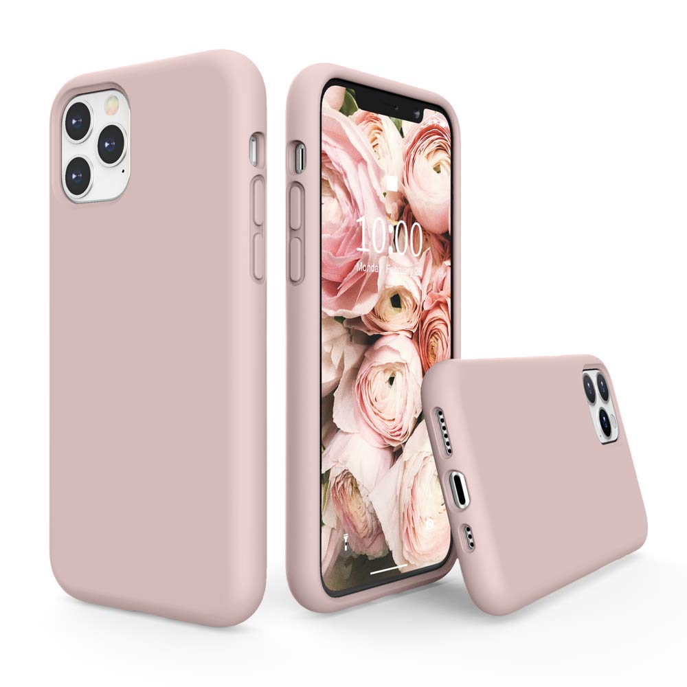 SURPHY iPhone 11 Pro Silicone Case, Liquid Silicone Rubber with Soft Microfiber Cloth Lining, Full Body Design, Shockproof 5.8 inch Case for iPhone 11 Pro, Baby Pink