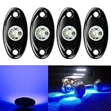 4 Pods LED Rock Lights, Ampper Waterproof LED Neon Underglow Light for Car Truck ATV UTV SUV Jeep Offroad Boat Underbody Glow Trail Rig Lamp (Blue)