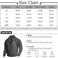 Mens Quarter Zip Pullover Vintage Fashion Long