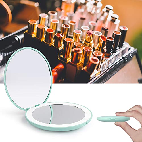 wobsion LED Lighted Travel Makeup Mirror, 1x/10x Magnification Compact