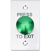 Push to Exit Button，12V DC Push to Exit Switch with LED Light, IP67 Waterproof,NC/NO/COM Outputs, Surface Mount Request-to-Exit Device for Access Control Systems (86X50-C)