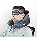 Longfit Soft Velvet Inflatable Travel Neck Pillow with Built-in Pump, Extra-Soft Washable Cover, and Compact Travel Pillow Set for Airplane,Traveling and All Kinds of Relax