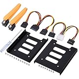 UCEC 2.5 Inch SSD to 3.5 Inch Internal Hard Disk Drive Mounting Kit (SATA Data Cables and Power Cables Included) (2 x Bracket Conversion Frame)
