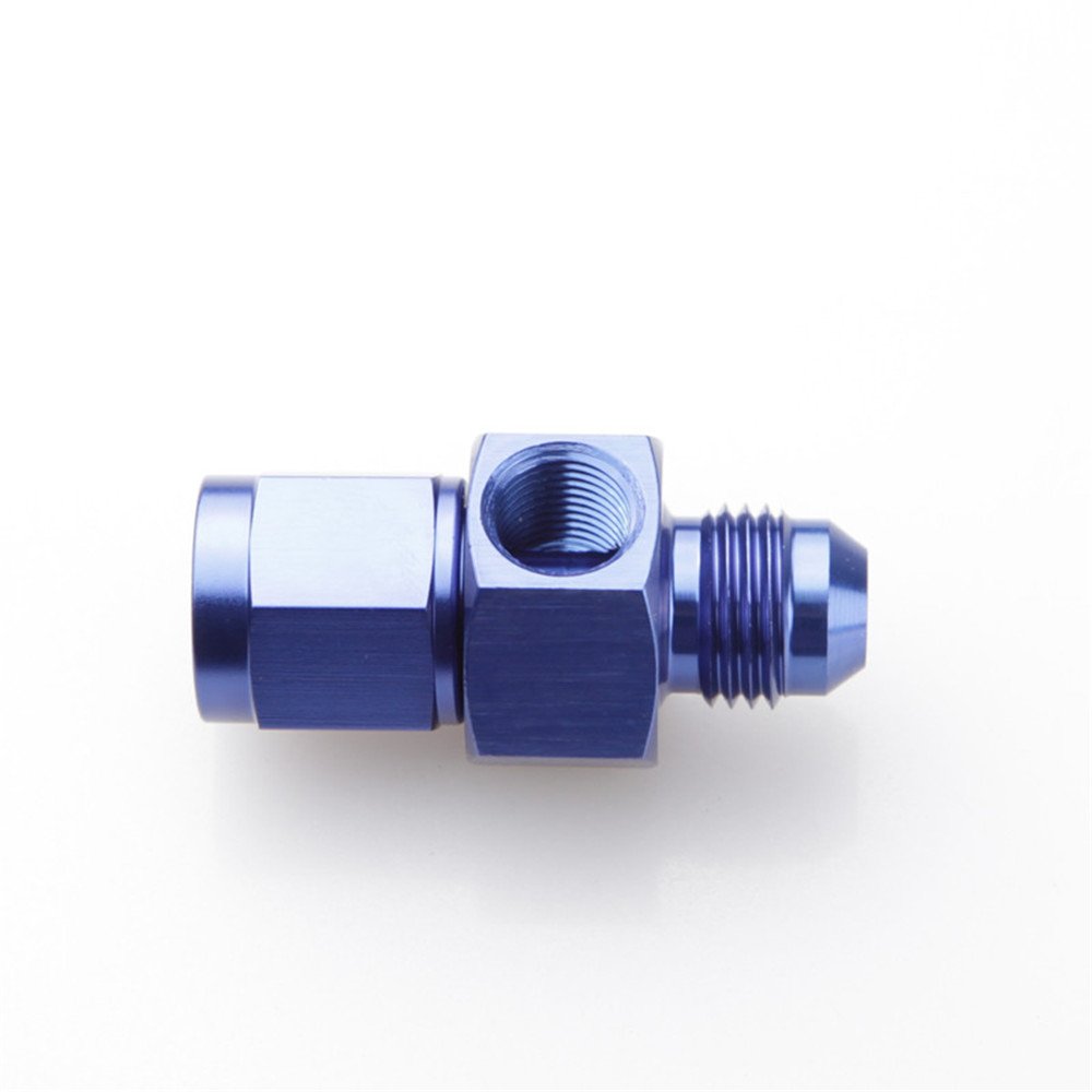 thumbnail image 2 of Blue 8AN Male To AN8 Female Adapter With 1/8" NPT Gauge Port – ADLERSPEED 2 of 6