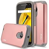 Moto E 2nd Gen Case, RANZ Grey with Rose Gold Hard Impact Dual Layer Shockproof Bumper Case For Motorola Moto E 2nd Generation 3G/4G LTE (2015 Released)