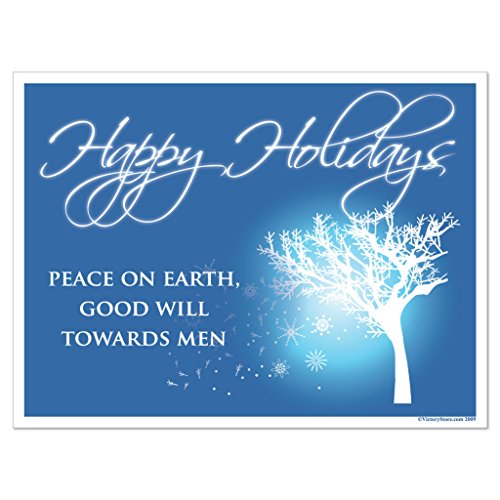 VictoryStore Yard Sign Outdoor Lawn Decorations: Happy Holidays, Peace on Earth, Goodwill Towards Men Yard Sign 2 EZ stakes