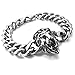 INBLUE Men's Stainless Steel Bracelet Link Wrist Silver Tone Black Lion
