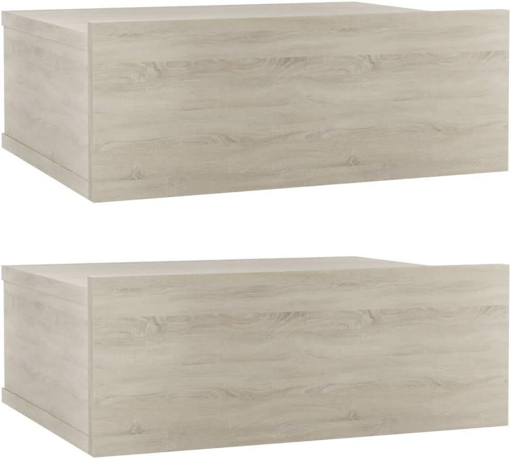 vidaXL Mesita Noche Flotante 2 uds aglomerado Roble Sonoma 40x30x15 cm: Amazon.es: Hogar
