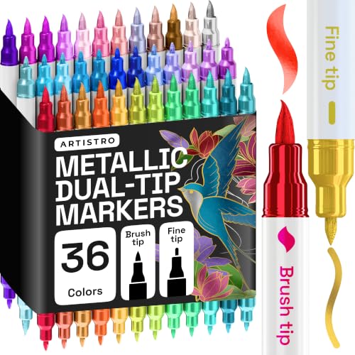 ARTISTRO 36ct Metallic Dual-Tip Acrylic Paint Markers