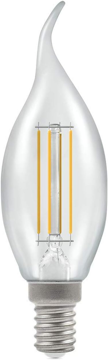 Crompton E14 LED Bent-Tip Filament Candle Bulbs 5 Watts Dimmable 470LM / 40W Incandescent Equivalent C35 Small Edison Screw (SES-E14) Candle Light Bulbs Warm White 2700K
