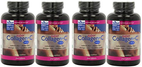 Neocell Super Collagen+C Type 1 and 3, 6000mg plus Vitamin C, 250 Count , Pack of 4