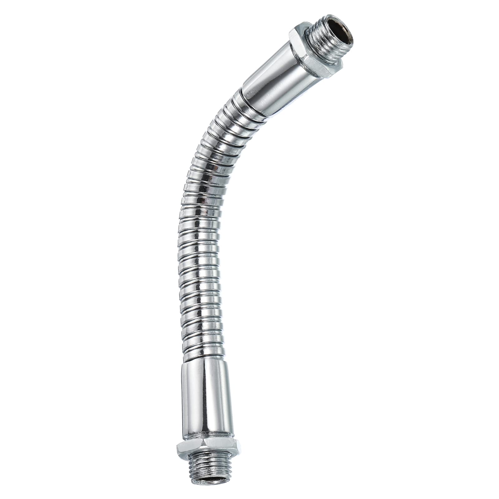 PATIKIL 4.7" Universal Gooseneck Hose, M10 Fine Thread Metal Bendable Hose Flexible Arm Gooseneck Tube Extension for Multifunction DIY, Silver Tone