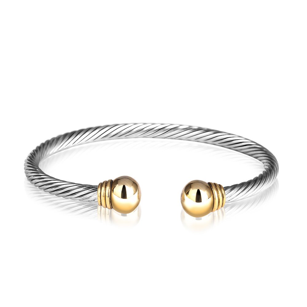 UNY Jewel Bracelet Designer Brand Inspired Women Jewelry 4.5mm Thin Twisted Cable Wire Bangle Gem Stone Christmas Day Gift