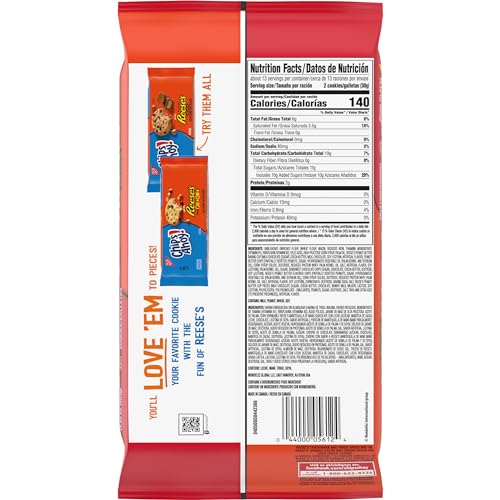 CHIPS AHOY! CHEWY CHOCOLATE CHIP COOKIES WITH REESE’S PEANUT BUTTER CUPS, FAMILY SIZE, 14.25 OZ