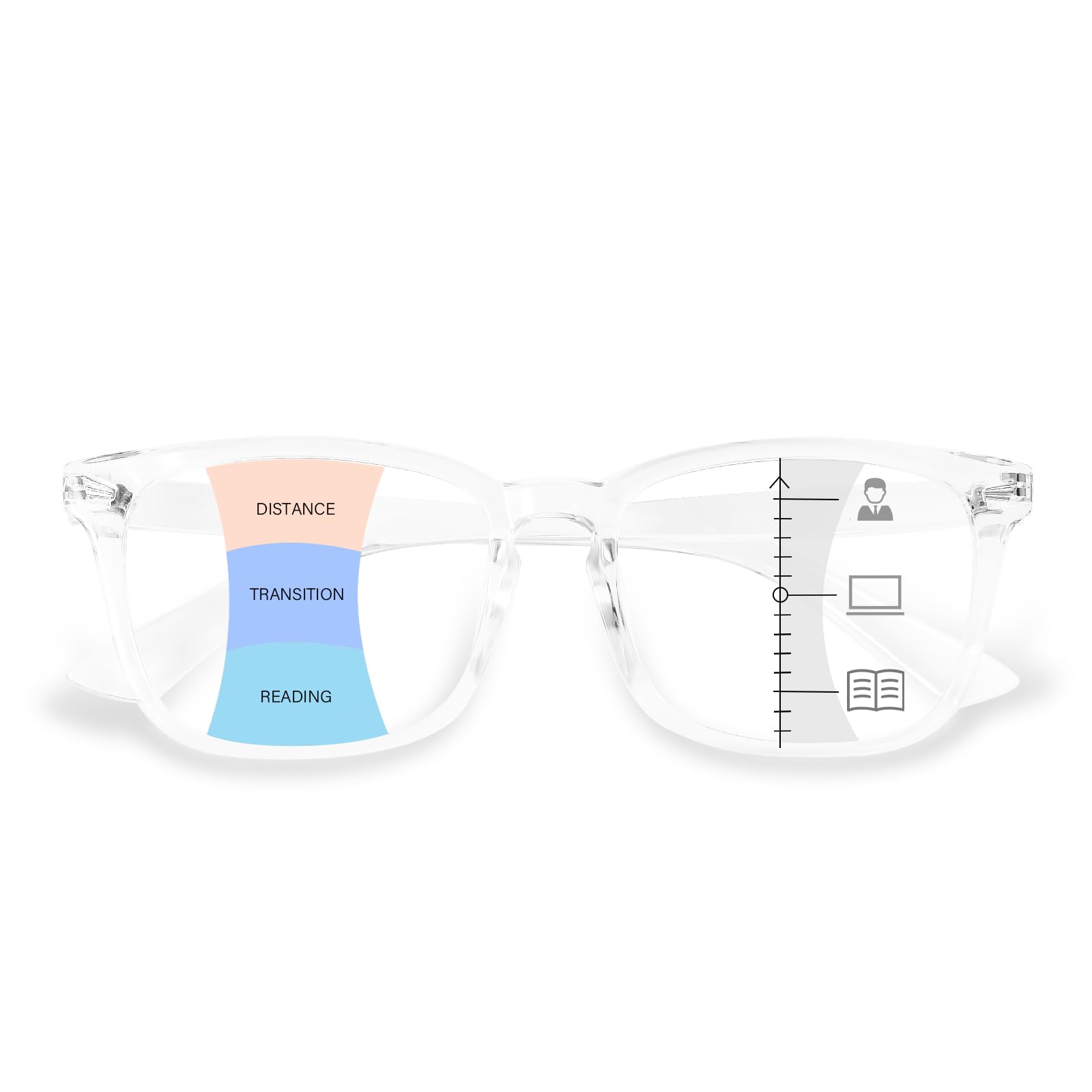 Photo 1 of +2.50 OPTOFENDY Progressive Multifocal Reading Glasses for Men Women, Anti Glare/Eyestrain Blue Light Blocking Computer Readers