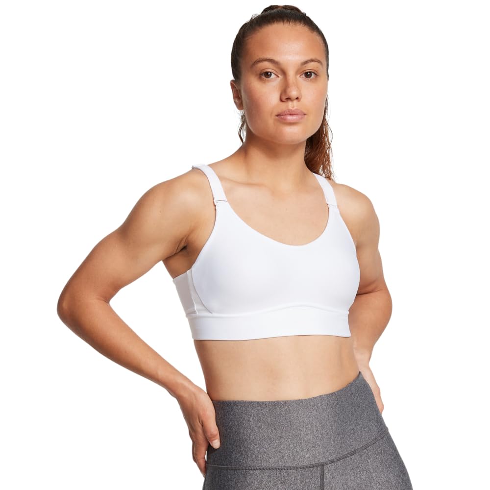 Under Armour Womens Infinity Mid Impact Sports Bra, (101) White / / White, X-Large D-DD Image
