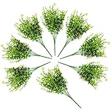 Artificial Shrubs (8-Pack); Faux Plastic Leafy Greenery Imitation Boxwood Plants for Decorating Indoor & Outdoor