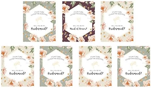 Jeune Marie Be My Bridesmaid Be My Maid of Honor Pop the Question Proposal Sticker or Wine Label Perfect Bridal Gift (Set of 7)