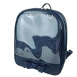 Smilecoco Girl's Candy Leather Bow Backpack Plastic Transparent Beach School Bag, Black