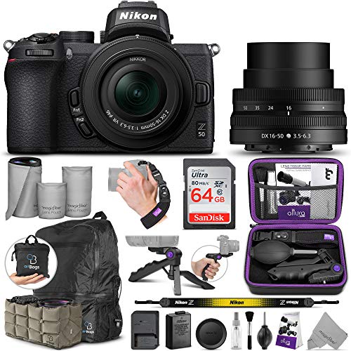 Nikon Z50 Mirrorless Digital Camera with 16-50mm Lens with Altura Photo Advanced Accessory and Travel Bundle