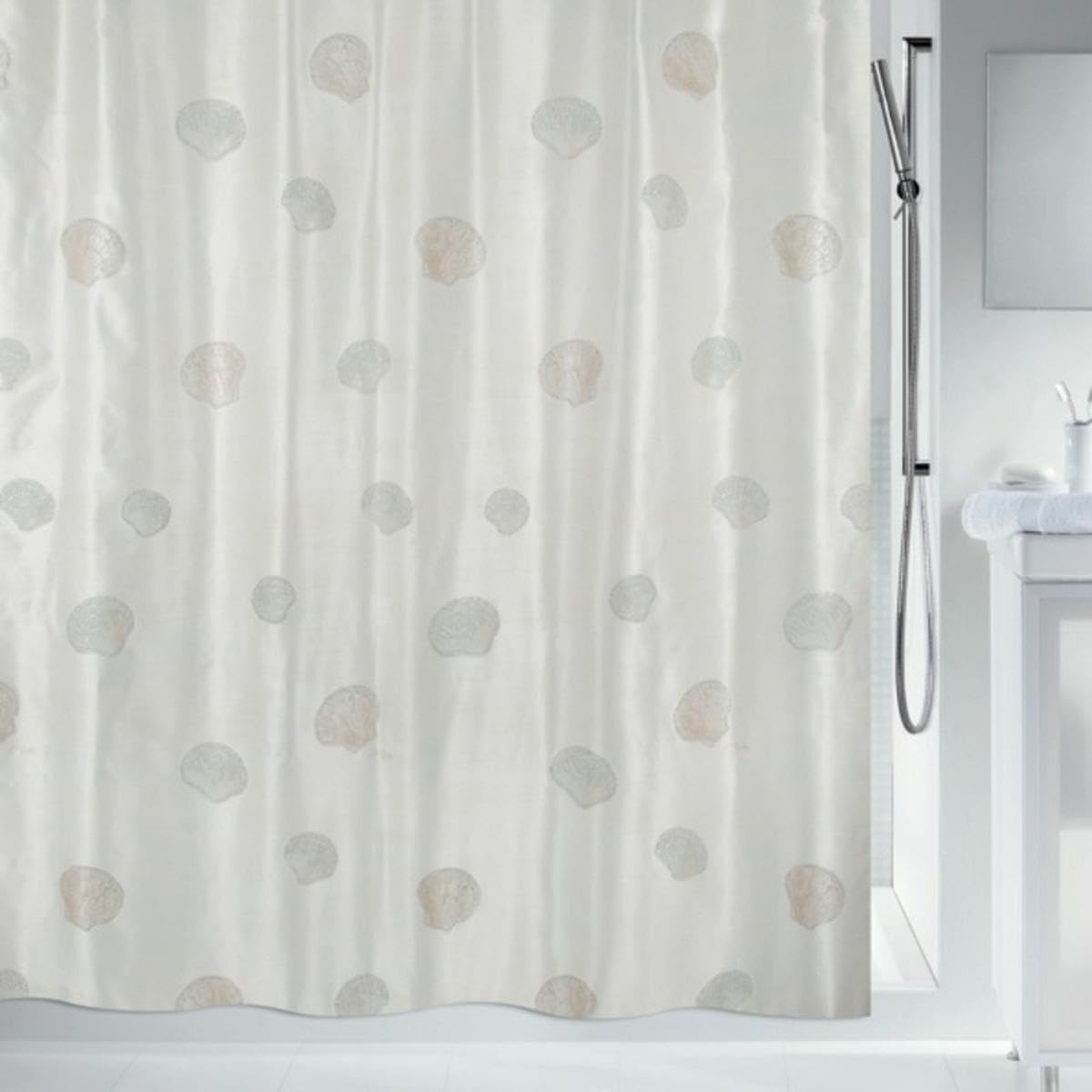 Spirella Atlantis Champagne Textile Polyester Shower Curtain, 180 x 200 cm, Cream/Beige