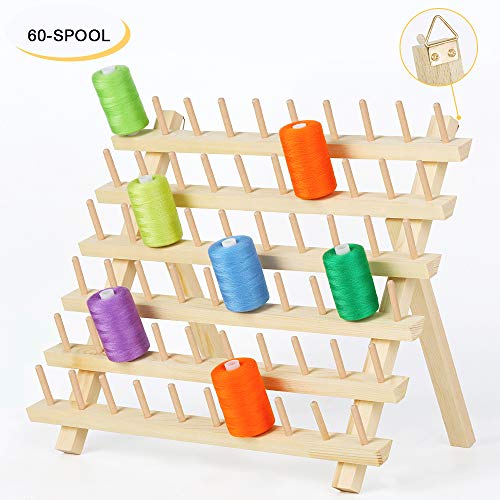60 Spool Wooden Sewing Thread Rack Embroidery Cone Holder Organizer