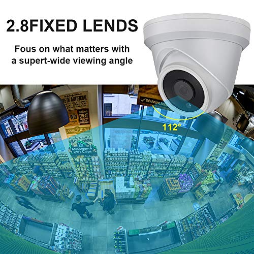 UltraHD 4K (8MP) Security POE IP Camera Dome VK-IMD28-A,2.8mm Fixed Lens,Resolution 3840x2160, 82ft Night Vision, Built in Audio Input,Compatible with Hikvision,Support Onvif,H.265,Weatherproof IP66 - Thumbnail 4