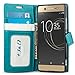 J&D Case Compatible for Xperia XA1 Ultra Case, Wallet Stand Slim Fit Heavy Duty Protective Shock Resistant Flip Cover Wallet Case for Sony Xperia XA1 Ultra Wallet, Aqua