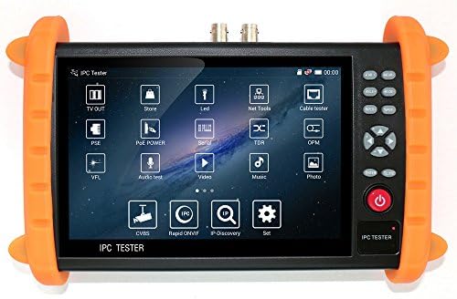 ShiMei 7Inch CCTV Tester for HD IP/AHD/TVI/Analog Cameras,1080P ,PTZ control,PoE 48V DC12V Power Out,7 Inch Touch Screen Network Cable Tester, Audio In+Out,WIFI,with 16G TF Card(Grey&amp;Orange color)