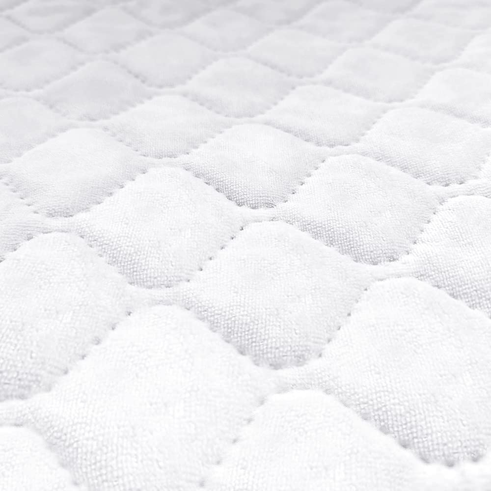 BlueSnail Quilted Waterproof Pack N Play Mattress Fitted Cover for Tollder, Portable Mini Crib Sheet, Comfortable and Breathable Playard Sheet (Snow White)