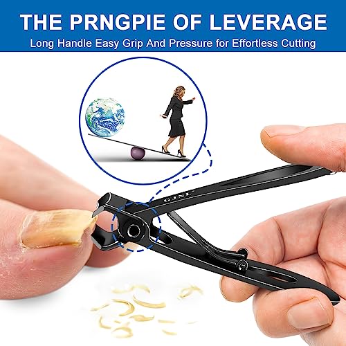 Nail Clippers for Men Thick Nails - 16mm Sharp Wide Jaw Opening Toenail Clippers for Seniors Thick Nails Cutter, Black