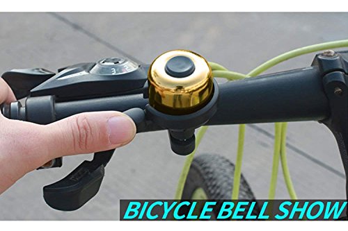Famolay Mini Bike Bell Brass Bike Bell,Cool Copper Bicycle Bike Road Bike Bell Accessories Adjustable Safety Warning Loud Horn for Mountain for Kids Bike (Gold)
