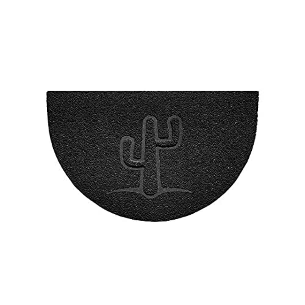 Nicoman Embossed Halfmoon Half Circle Door Mat Dirt-Trapper Jet-Washable Doormat 70x44cm (Black, CACTUS Shape) - Use Indoor or Sheltered Outdoor