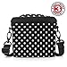 USA GEAR Bridge Camera Bag (Polka Dot) with Protective Neoprene Material, Rain Cover and Adjustable Dividers - Compatible with Nikon Coolpix, Canon PowerShot, Sony Cyber-Shot, Panasonic Lumix and More
