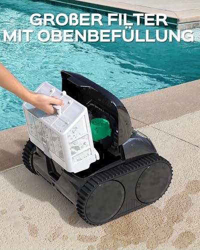 WYBOT C1-Plus Pool Robot for Built-In & Superstructure Pools, Pool Robot Battery: 160 Min, Running Time. 4-in-1 Pool Robot Battery Wall and Floor Cleaning up to 160 m², Smart Navigation & App - Ink