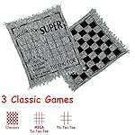 3-in-1-Giant-Checkers-Set-Calssic-Indoor-Outdoor-Yard-Games-for-Family-Fun-Parties-Giant-Board-Games-Including-Giant-Checkers-Rug-for-KidsTic-Tac-Toe-Game-with-Reversible-Rug