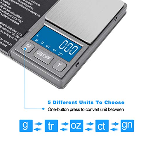 Gram Scale Digital Pocket Scale, 0.01g 200g High Precision, Ultra Slim Weed Scale with Stainless Steel & Large LED Perfect for Measuring Food, Weed, Jewelry, Gold, Coins(Battery Include) - Thumbnail 4