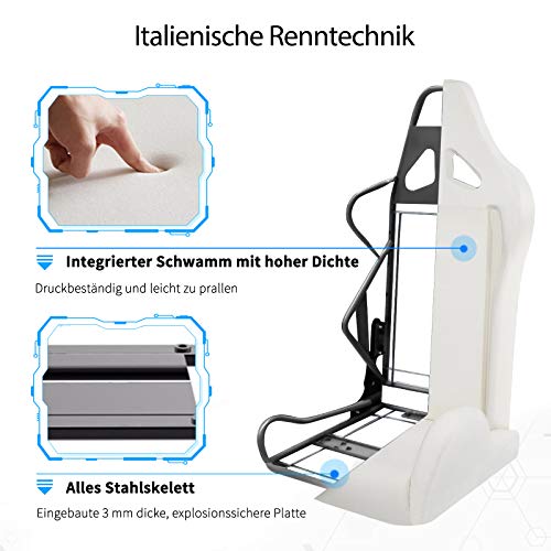 Furgle-Silla-de-Juegos-Estilo-Carreras-Silla-de-Oficina-con-Respaldo-Alto-4D-Ajustable-de-Piel-sintetica-ejecutiva-ergonomica-giratoria-para-Videojuegos-con-Modo-Mecedora-Negro-Blanco