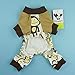 Fitwarm Monkey Dog Pajamas, Cute Dog Clothes for Small Dogs Boy Girl, Pet Onesie Clothing, 100% Breathable Cotton, Brown, Medium