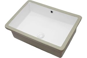 Sarlai Undermount Bathroom Sink - 22"x16" Vanity Sink Pure White Rectangular Undermount Vessel Sink Porcelain Ceramic Lavatory Vanity Bathroom Sink