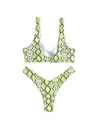 ZAFUL Bikini de corte alto con estampado de piel de serpiente anudado para dama