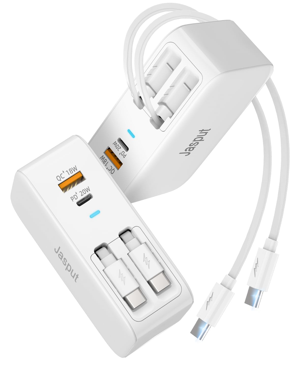 Photo 1 of Retractable Wall Charger, 40W Dual Retractable Phone Charger Block Wall Plug with USB A/USB C Ports, Travel and PD Fast Charging for iPhone 17/16/15 Galaxy S25/S24 and More