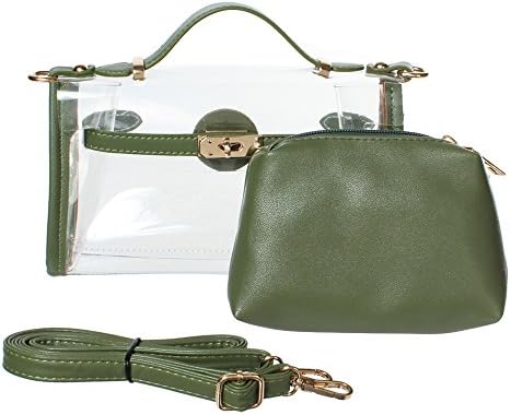 Yocatech Clear Crossbody Messenger Shoulder Bag Purse for Women Adjustable Strap, NFL Stadium Approved (Green(2 bags))