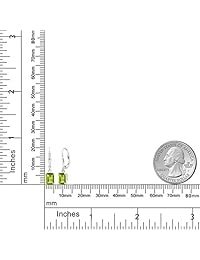 Pendientes de plata de ley 925, peridoto verde, 1.3 in, corte esmeralda, piedra natalicia, 0.315 x 0.236 in