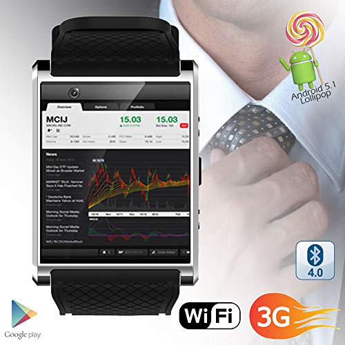 Indigi Exclusive 3G Unlocked Android 5.1 OS Smart Watch Phone (3G+WiFi) GPS(Maps) + Heart Rate Sensor + Bluetooth 4.0