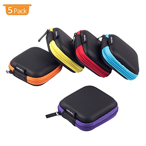 Coolsell [5-Pack] Square Carrying Cases for Cellphone Earphone Headset Earbuds Pouch Storage bags