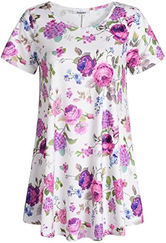 Esenchel Women's Short Sleeves Patterned Tunic Top